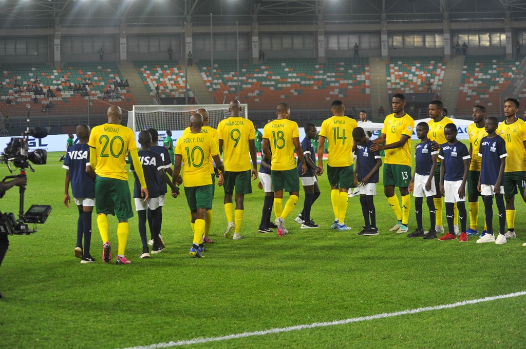 KORHOGO, IVORY COAST - JANUARY 21: South Africa during the TotalEnergies CAF Africa Cup of Nations match between South Africa and Namibia at Stade Amadou Gon Coulibaly on January 21, 2024 in Korhogo, Ivory Coast. (Photo by Segun Ogunfeyitimi/Gallo Images)
