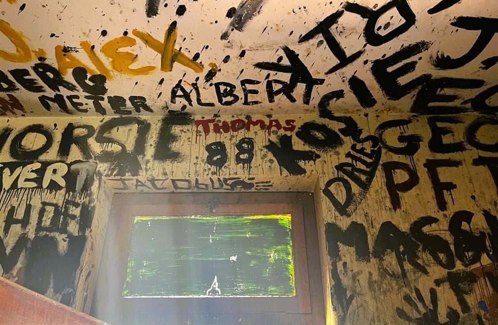The punishment room is spray-painted with the names of possibly past Wilgenhof residents.