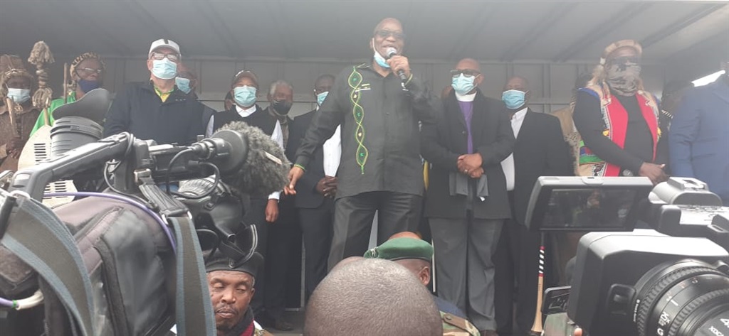 Former president Jacob Zuma addresses crowds at Nk