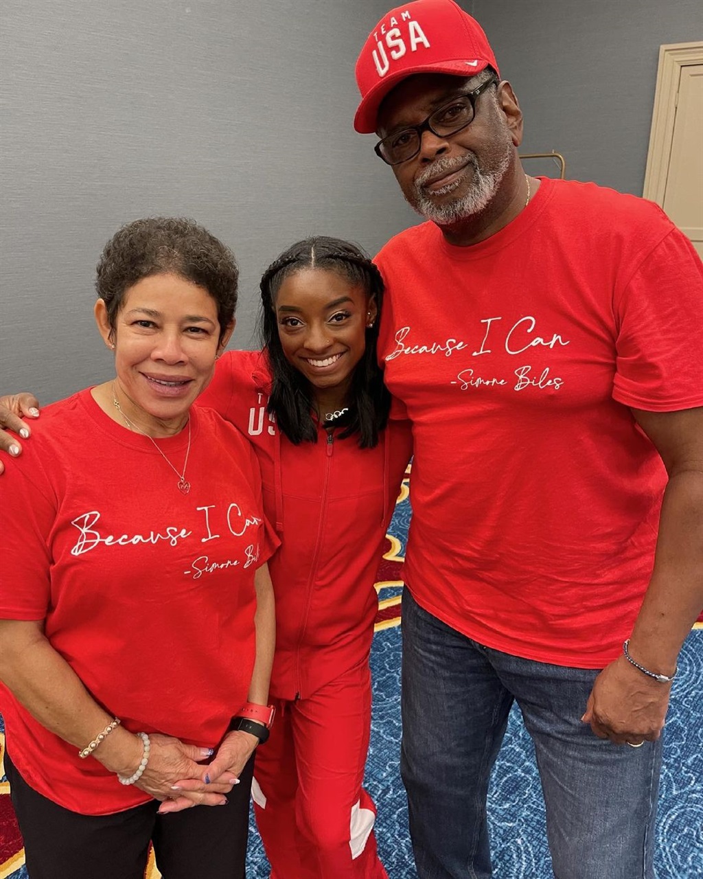 Simone Biles with her parents and her biggest supporters, Nellie and Ronald Biles. (Picture: Gallo/Getty Images)