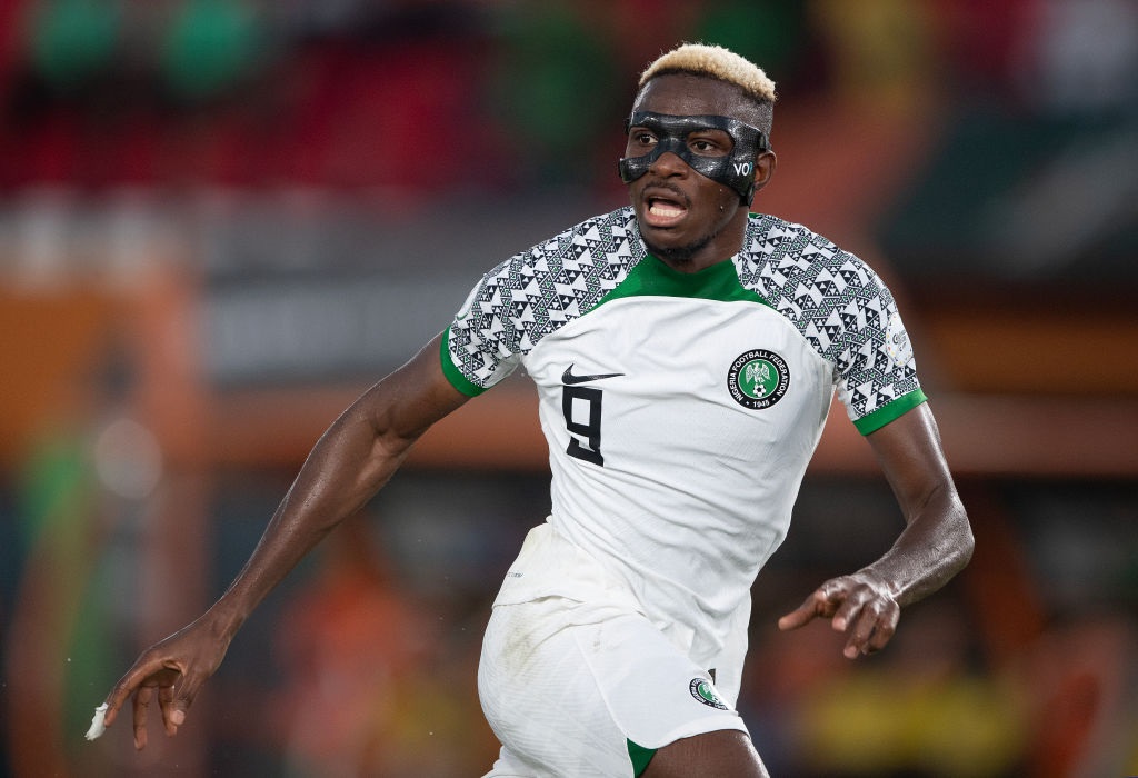 ABIDJAN, IVORY COAST  22:   VICTOR JAMES OSIMHEN of Nigeria during the TotalEnergies CAF Africa Cup of Nations group stage match between Guinea-Bissau and Nigeria at Stade FÃ©lix HouphouÃ«t-Boigny on January 22, 2024 in Abidjan, Ivory Coast.  (Photo by Visionhaus/Getty Images)