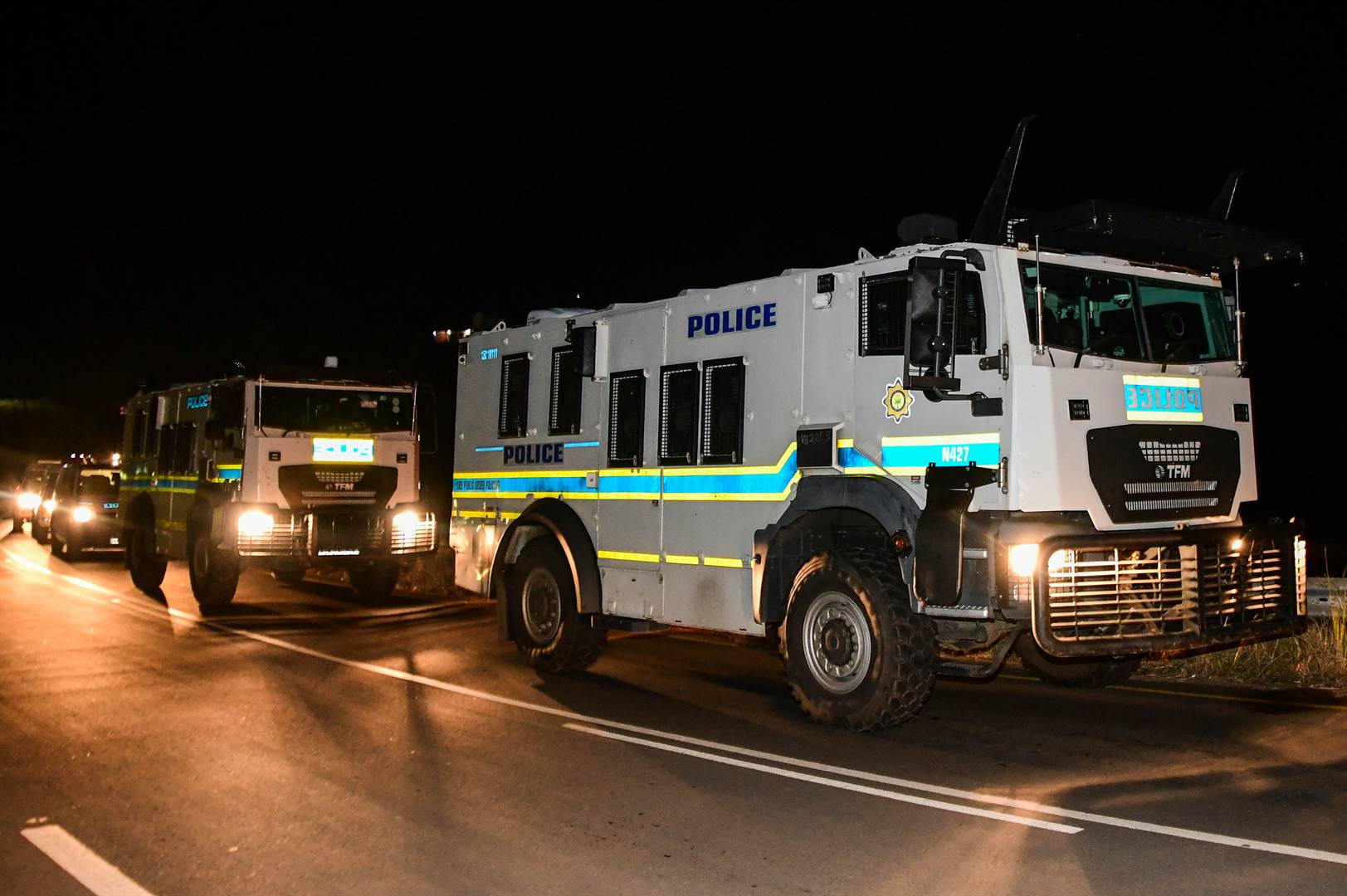 A large police contingent was stationed outside former president Jacob Zuma’s Nkandla homestead on Wednesday. Picture: Darren Swart / Gallo Images
