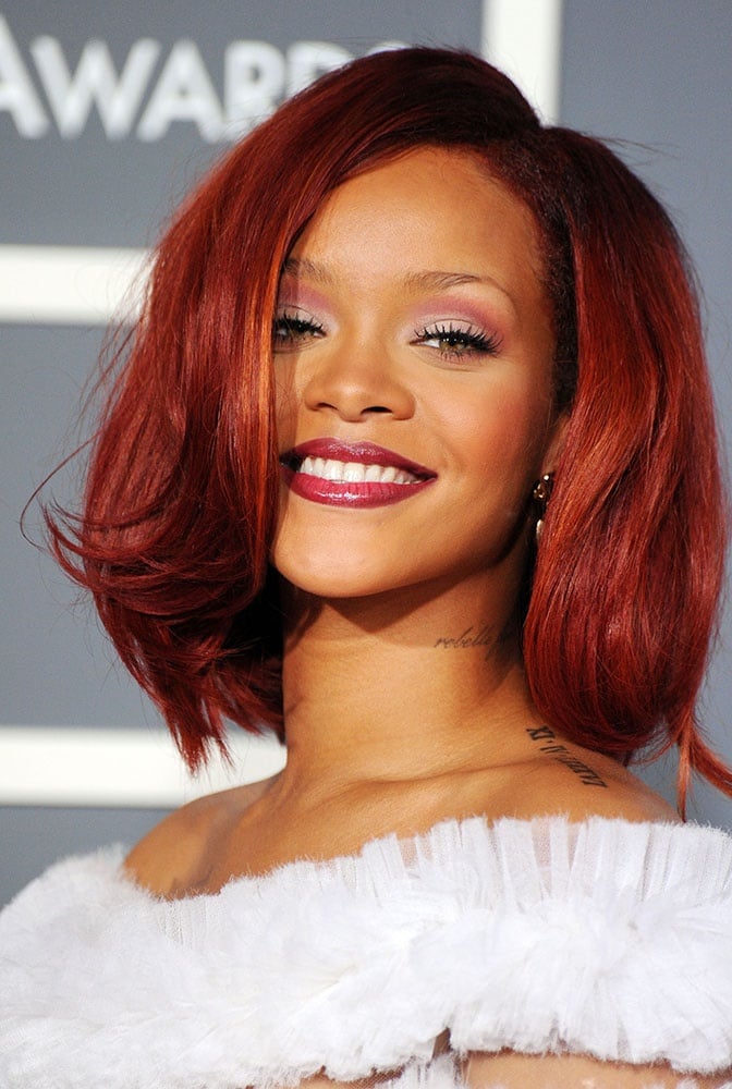 LOS ANGELES, CA - FEBRUARY 13: Rihanna arrives at.