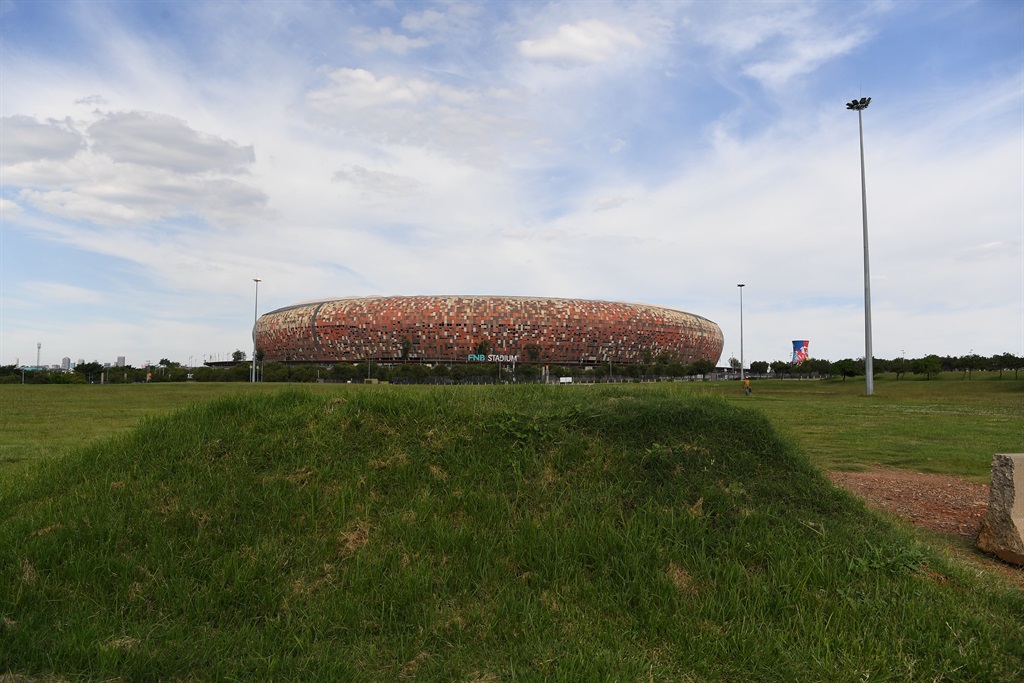 JOHANNESBURG, SOUTH AFRICA - FEBRUARY 22: A general view of the iconic FNB Stadium on February 22, 2022 in Johannesburg, South Africa. The stadium hosted the opening and closing of the 2010 Soccer World Cup. (Photo by Lefty Shivambu/Gallo Images)