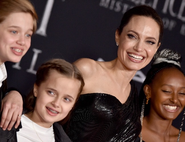 Angelina Jolie's legs appear slimmer than her 5-year-old children's