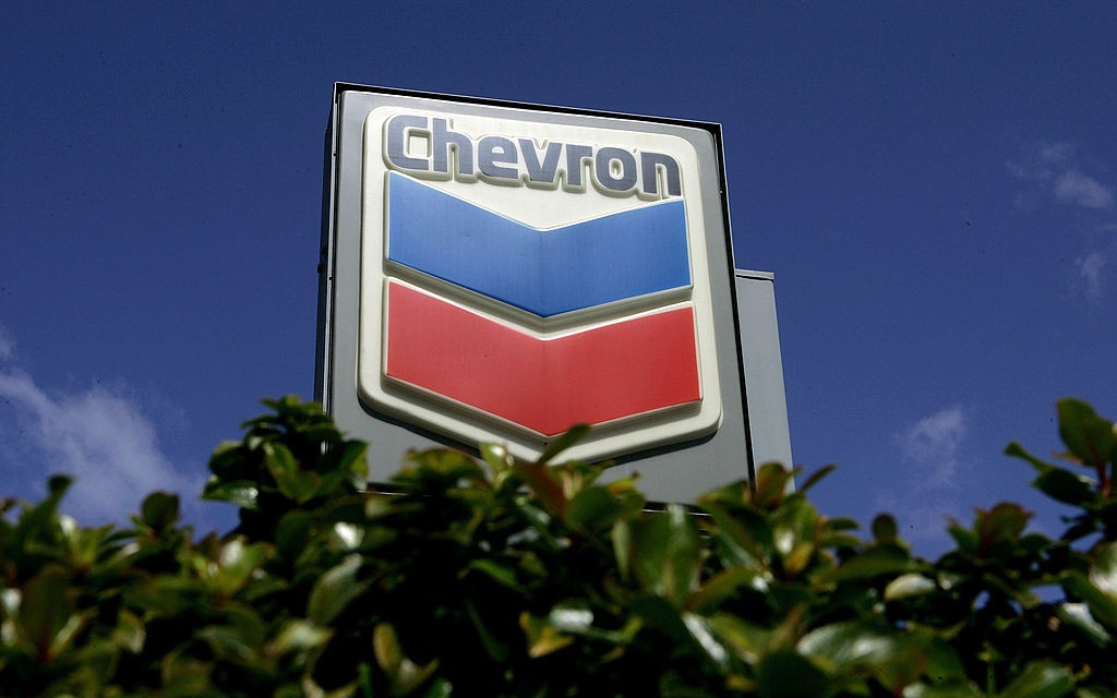Chevron's logo as a US petrol station. 