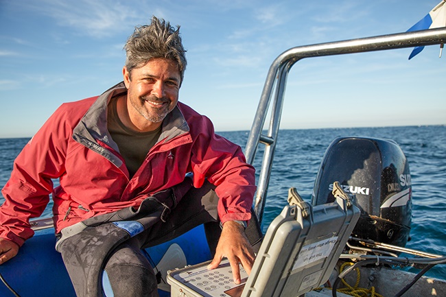 Marine biologist and shark expert Ryan Johnson use