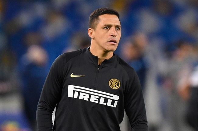 Alexis Sanchez during a warm-up for Inter Milan.