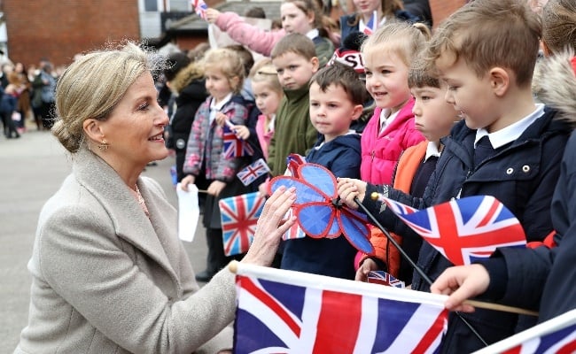 Sophie, Countess of Wessex speaks to local childre