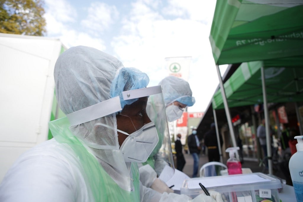 City of Tshwane Health officials seen during a testing drive for the coronavirus in Pretoria in early June.