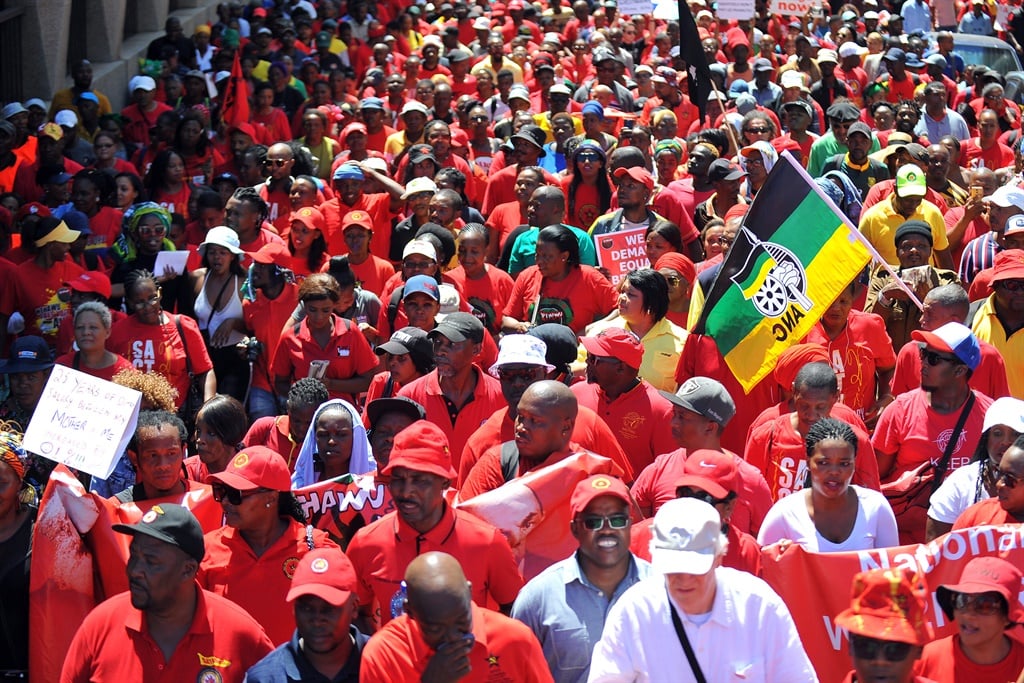 The Congress of South African Trade Unions (Cosatu) leads a march (Photo by Gallo Images/Ziyaad Douglas)