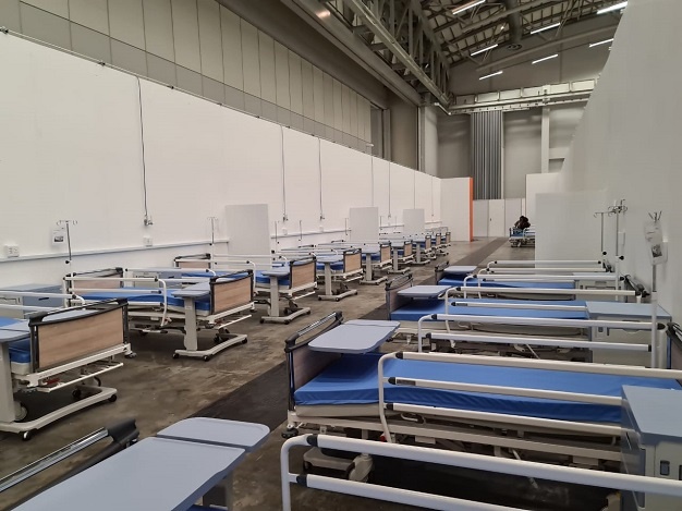 Beds being moved into the CTICC as it prepares to assist in the Covid-19 fight.