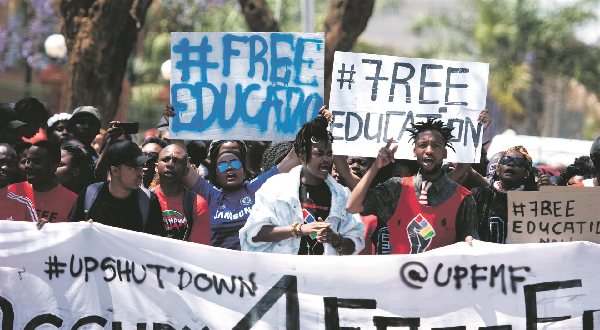 University of Pretoria students during the #FeesMustFall protests in 2016.