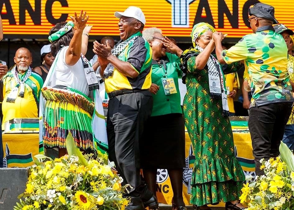 ANC President Cyril Ramaphosa during the African National Congress' 112th anniversary at Mbombela Stadium on 13 January 2024 in Mbombela, South Africa. President Ramaphosa also delivered the January 8 statement, which outlines the party's agenda for the upcoming year and serves as a platform for reflecting on the ANC's past successes and future objectives