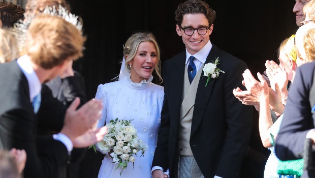 Ellie Goulding and Jasper Jopling seen leaving York Minster Cathedral after their wedding ceremony on August 31, 2019 in York, England. Photo by John Rainford/GC Images