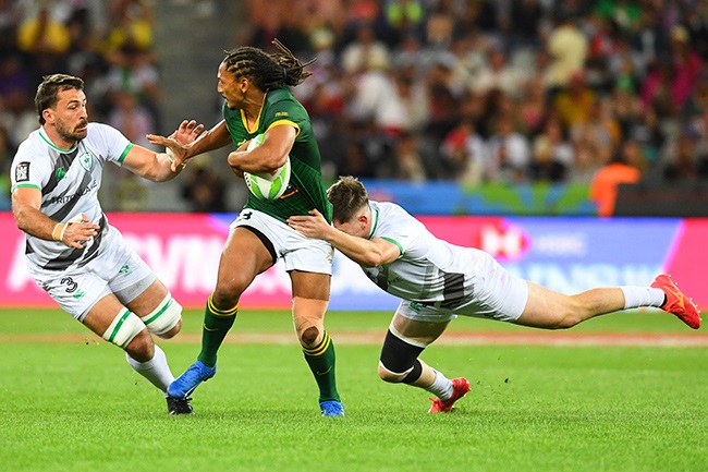 South Africa's Justin Geduld in action against Ireland. (Photo by Rodger Bosch/AFP)