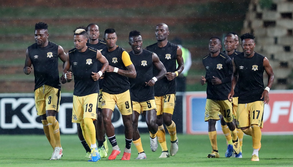 Black Leopards players warming up during the Absa Premiership 2019/20 match between Bidvest Wits and Black Leopards at the Bidvest Stadium, Johannesburg on the 06 February 2020 Â©Muzi Ntombela/BackpagePix
