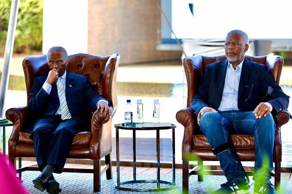 Former president Thabo Mbeki and ANC veteran Mavuso Msimang. (Thabo Mbeki Foundation/X)