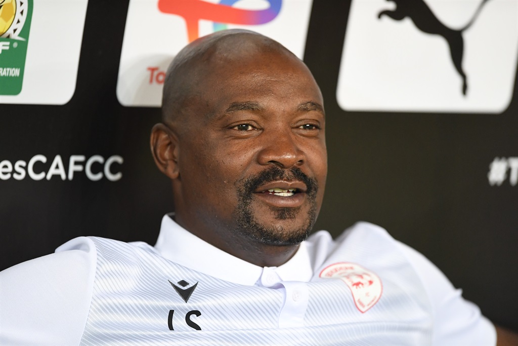 POLOKWANE, SOUTH AFRICA - DECEMBER 03: Lehlogonolo Seema head coach of Sekhukhune United during the CAF Confederation Cup match between Sekhukhune United and Diables Noirs at Peter Mokaba Stadium on December 03, 2023 in Polokwane, South Africa. (Photo by Philip Maeta/Gallo Images)