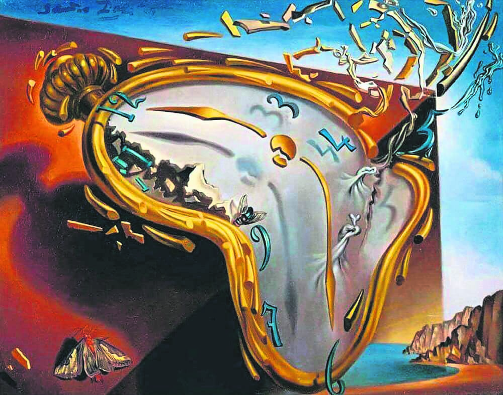 Detail uit Salvador Dali se ‘The Melting Watch’ (ook bekend as ‘Soft Watch at the Moment of First Explosion’) uit 1954.