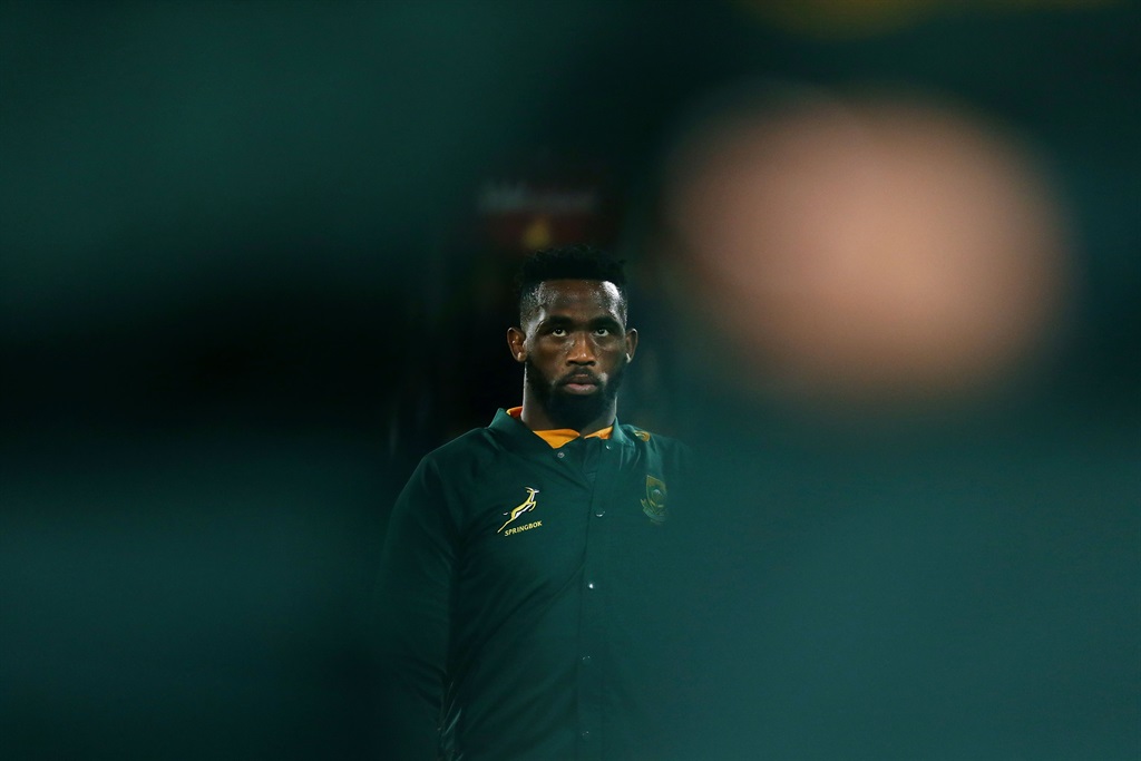 Siya Kolisi of the Springboks looks on during the national anthems during The Rugby Championship match between the New Zealand All Blacks and the South Africa Springboks at Westpac Stadium on September 15, 2018 in Wellington, New Zealand.  (Photo by Anthony Au-Yeung/Getty Images)