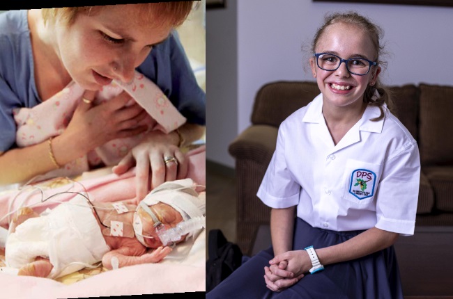 Born at 22 weeks and weighing only 500g, Allegra’s now a thriving tween!