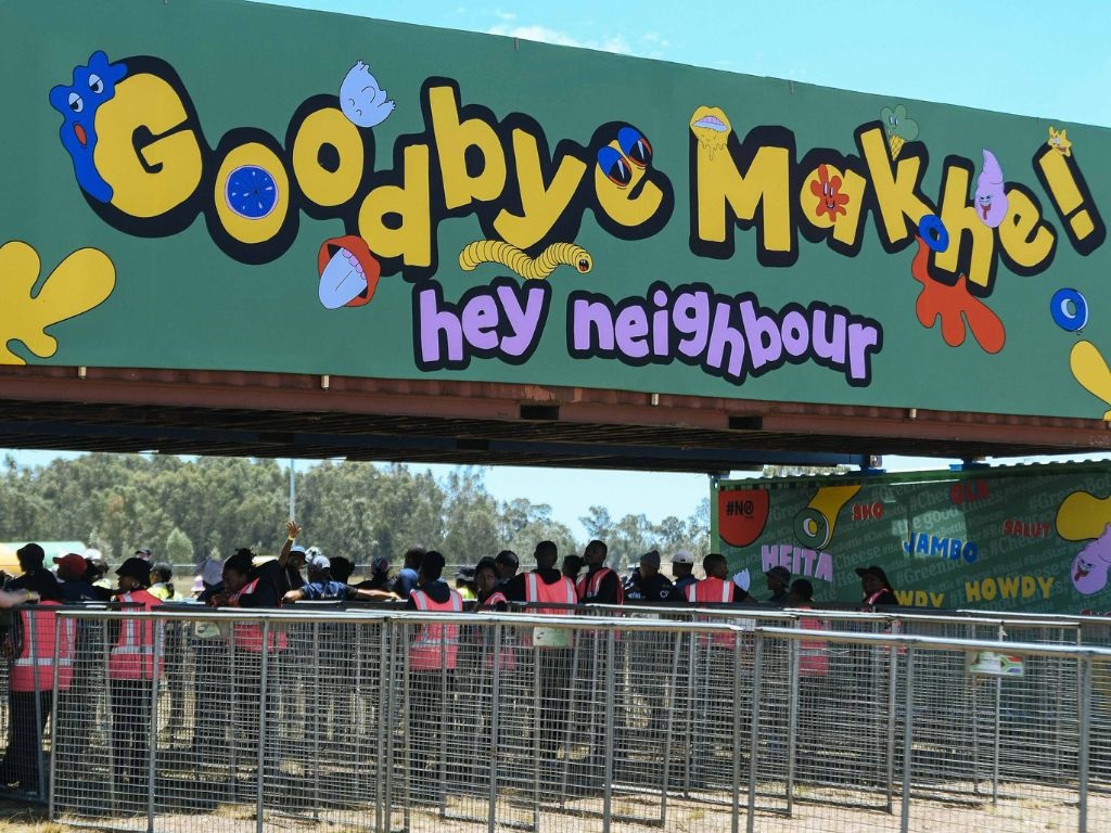 A banner greeting people as they exit the first ever Hey Neighbour Music and Lifestyle Festival.