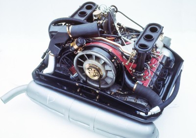 LESS IS MORE: Delete two cylinders and add 500cc worth of swept capacity to this classic two-litre flat-six Porsche engine and you’ll have a fair idea of what the future could be for the company’s mid- and rear-engined cars.