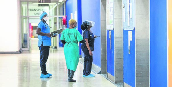 Health-care workers on duty at Charlotte Maxeke Johannesburg Academic Hospital. 