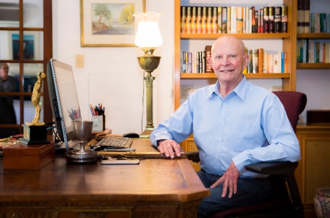 Wilbur Smith in his study at home in Bishopscourt, Cape Town. (PHOTO: Jacques Stander)