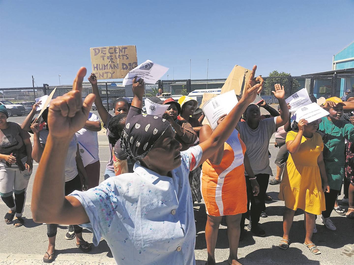 Residents of Xakabantu informal settlement protested the lack of electricity, toilets and electricity in their community.  PHOTO: Natasha Bezuidenhout