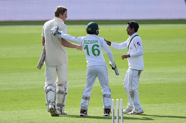 Zak Crawley clapped off the field by the Pakistan fielders (Getty)