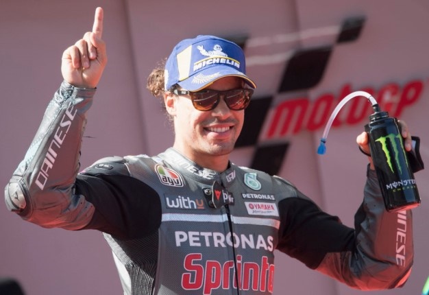  Franco Morbidelli of Petronas Yamaha SRT celebrates the MotoGP pole position at the end of the qualifying practice during qualifying for the MotoGP of Catalunya. Image: Mirco Lazzari / Getty.