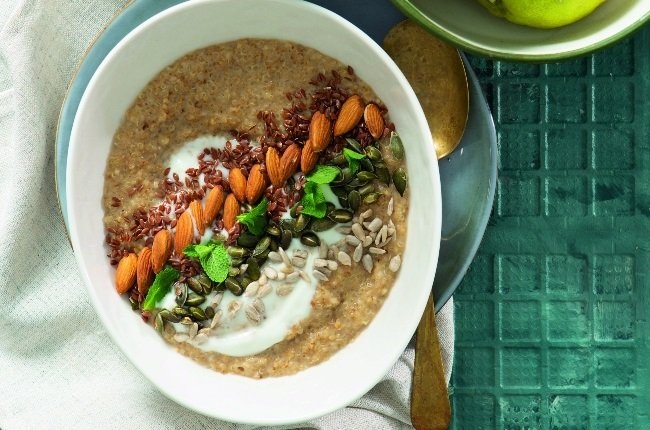 Nutty quinoa & oat breakfast bowl.
