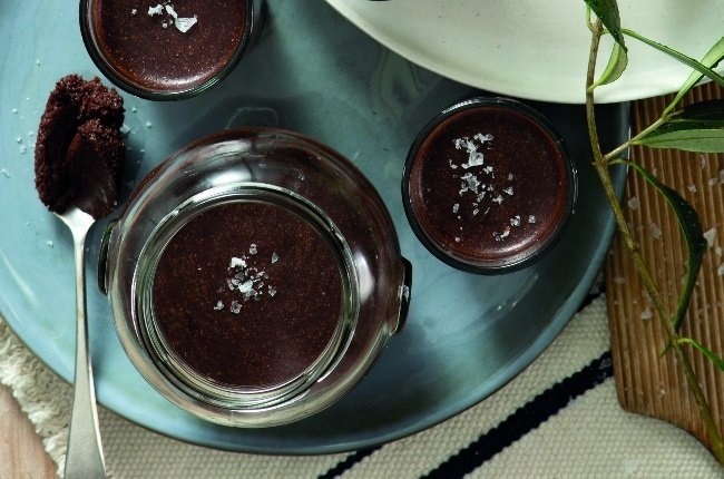 Coffee-flavoured olive oil chocolate mousse.