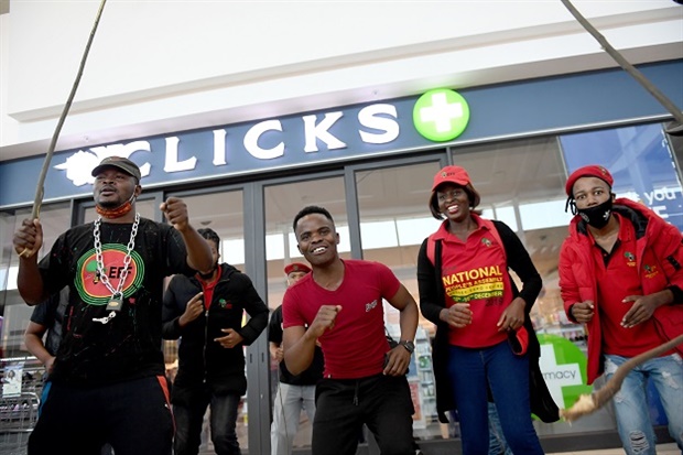<p><em></em>Chaos erupted at several shopping centres on Monday as the EFF protested at Clicks outlets against an advert which has been slammed for being racist. <br /><br />The party has warned that protesting will continue for the week. The government, meanwhile, called for calm. Clicks has apologised in an open letter, and suspended some employees over the advert.&nbsp;<em><strong><br /><br />Here are five
stories you may have missed</strong></em><br /><br />EFF leader Julius
Malema has vowed to shut down Clicks <a href="https://www.news24.com/news24/southafrica/news/malema-vows-to-shut-down-clicks-for-a" week-they-value-money-more-than-humanity-20200907=""> <strong>for a week
</strong></a>. On Monday, Malema led a group of party supporters to Mall of the
North in Polokwane, Limpopo , to demand the closure of the Clicks store. He
said the rationale behind the demand for Clicks stores nationwide to remain
close for the whole week was, “to make them lose money”.<br /><br />At least 425 Clicks
stores were targeted in EFF protests <a href="https://www.news24.com/news24/southafrica/news/update-37-clicks-stores-targeted-in-eff-protests-in-kzn-gauteng-and-western-cape-20200907"><strong>in KZN, Gauteng, Eastern Cape and Western Cape</strong></a>. The retailer said seven
of its stores were damaged, including Saveways in Witbank and Cycad in
Polokwane. Clicks said it was still unable to estimate the total damage to
stores. <br /><br />EFF deputy
president Floyd Shivambu said Clicks workers were caught <a href="https://www.news24.com/news24/southafrica/news/clicks-workers-unfortunate-collateral-effs-floyd-shivambu-vows-to-protest-the-whole-week-20200907">
<strong>in an “unfortunate collateral” in the party’s protest action again </strong></a>
the retail chain. <br /></p><p>An eNCA reporter and
cameraman were <a href=" https://www.news24.com/news24/southafrica/news/tv-crew-chased-away-by-eff-at-cape-town-clicks-protest-20200907"><strong>prevented from covering an EFF protest at
Clicks in Cape Town</strong></a>. "Go, go, go," said EFF
chairperson Veronica Mente before providing comment to a group of reporters in
Goodwood Mall. <br /><br />Meanwhile, Clicks apologised for
the “insensitive and offensive” advert <a href="https://www.news24.com/news24/southafrica/news/hair-advert-clicks-ceo-apologises-and-suspends-employees-but-eff-shutdown-to-continue-20200907">
<strong>published on its website </strong></a>.The
controversial advert, which went viral on Friday sparked outrage on
social media. <br /></p><p><em>- Compiled by Nokuthula Khanyile</em><br /></p>