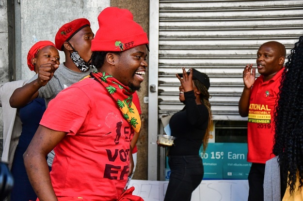 EFF Members at Clicks stores in the Durban CBD during the national shutdown of all Clicks outlets.