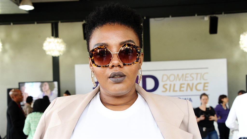Lerato Sengadi  during the People Opposing Women Abuse (POWA) #EndDomesticSilence initiative aimed at fighting women abuse on 3 September 2019. (Photo by Oupa Bopape/Gallo Images via Getty)