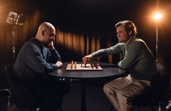 Three-time UEFA Champions League inner Pep Guardiola with Norwegian chess grandmaster Magnus Carlsen

