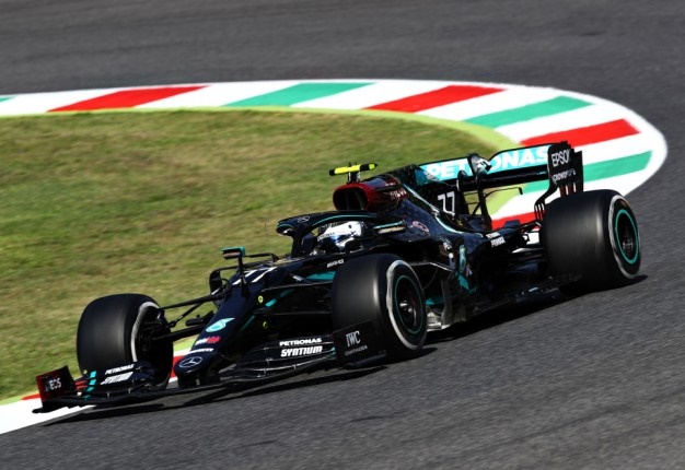 Valtteri Bottas driving the (77) Mercedes AMG Petronas F1 Team Mercedes W11 on track during practice ahead of the F1 Grand Prix of Tuscany at Mugello Circuit Image: Mark Thompson/Getty Images) 
