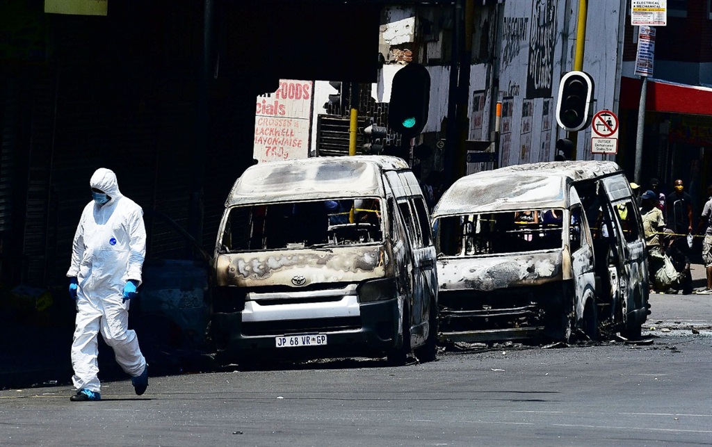 Four minibus taxis have been set alight and more 