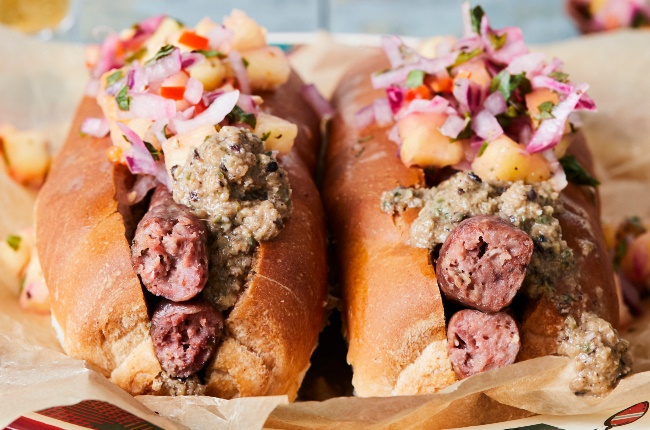 Boerie with jerk sauce and pineapple salsa. (PHOTO: JACQUES STANDER)