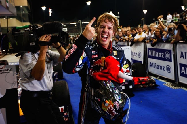 Sebastian Vettel after winning the 2010 Abu Dhabi GP (Mark Thompson / Getty Images)