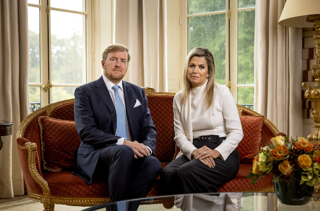 Dutch king WillemAlexander and Queen Maxima take part in a recording of a personal video message in which the king discussed his cancellation of his holiday to Greece (Photo: Gallo Images/Getty Images)
