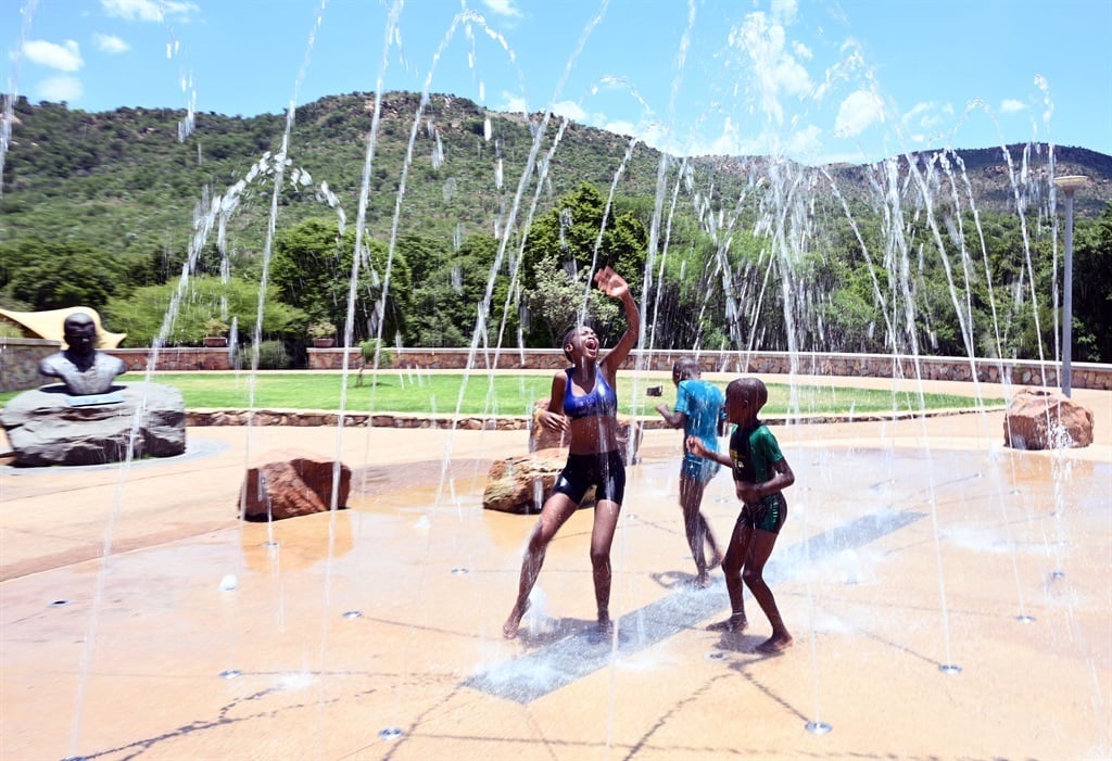 The water feature is popular with kids wanting a splash to cool off in the summer. Photo by Morapedi Mashashe