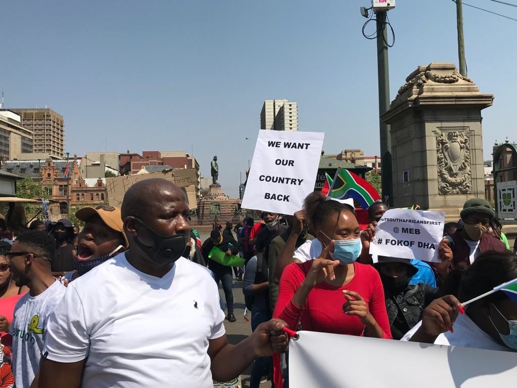 Civil organisations marched to Nigerian Embassy last month calling on government to put South Africa first and send foreign nationals 'back home'.