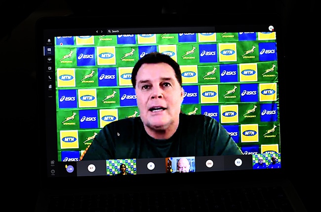 SA Rugby director of rugby Rassie Erasmus during a virtual media conference on 28 September 2020. 