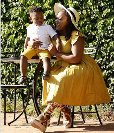 Kayise Ngqula with her son