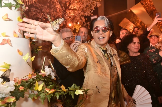 Kenzo Takada and guest release butterflies during the birthday cake illumintion during the Kenzo Takada Birthday Party as part of the Paris Fashion Week Womenswear Fall/Winter 2019/2020 on February 28, 2019 in Paris, France. (Photo by Foc Kan/WireImage)