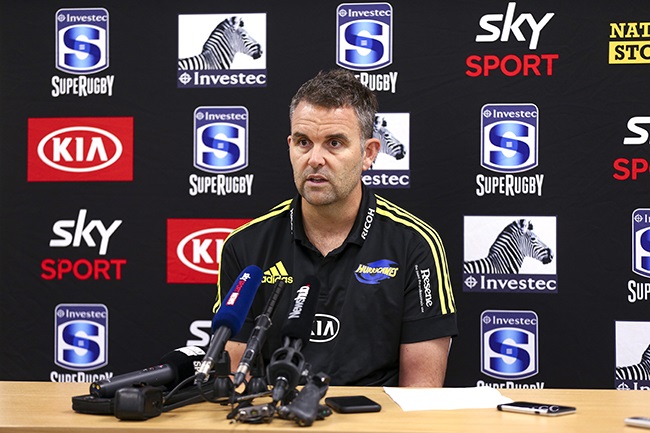 Hurricanes CEO Avan Lee during a press conference at the Rugby Football Union offices in Wellington.  (Hagen Hopkins/Getty Images)